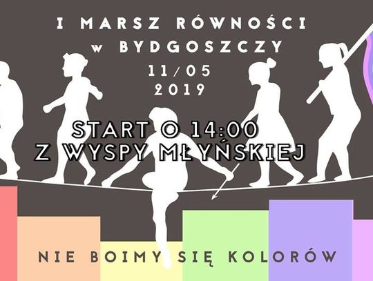 I Marsz Równości w Bydgoszczy. "Nie boimy się kolorów"! Będą utrudnienia w ruchu