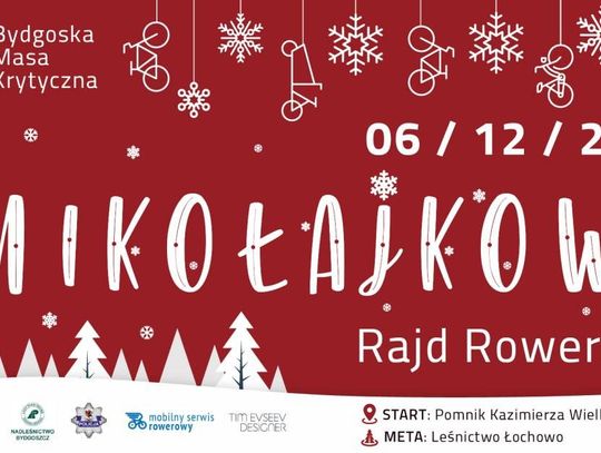 II Mikołajkowy Orszak Rowerowy w Bydgoszczy — przejedź 15 km do Łochowa