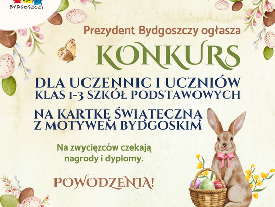 Miasto Bydgoszcz zaprasza uczniów klas 1–3 do konkursu na wielkanocną kartkę