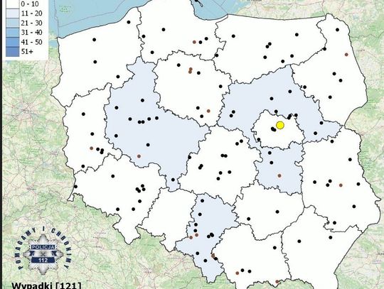 Policyjna mapa wypadków drogowych ze skutkiem śmiertelnym – Wakacje 2025