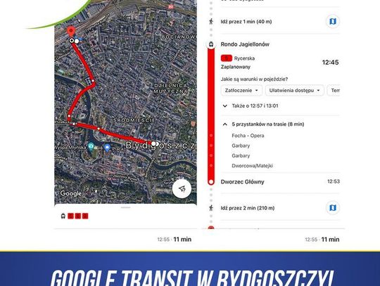 Zaplanuj podróż bydgoską komunikacją miejską dzięki usłudze Google Transit