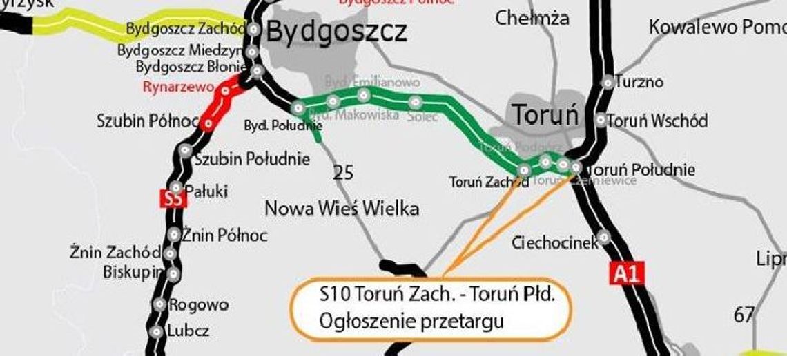 GDDKiA ogłosiło przetarg na czwarty odcinek S10 między Bydgoszczą, a Toruniem