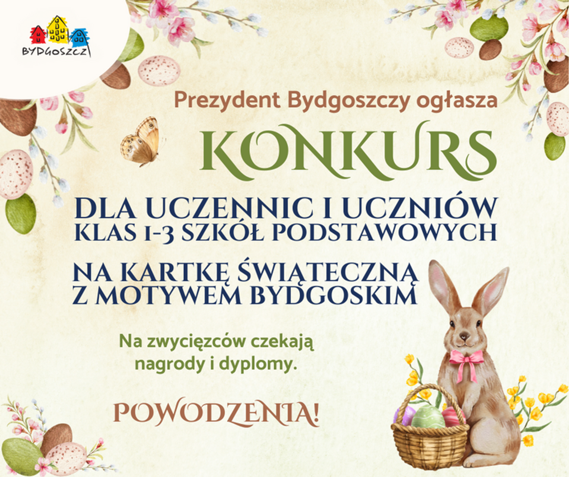 Miasto Bydgoszcz zaprasza uczniów klas 1–3 do konkursu na wielkanocną kartkę