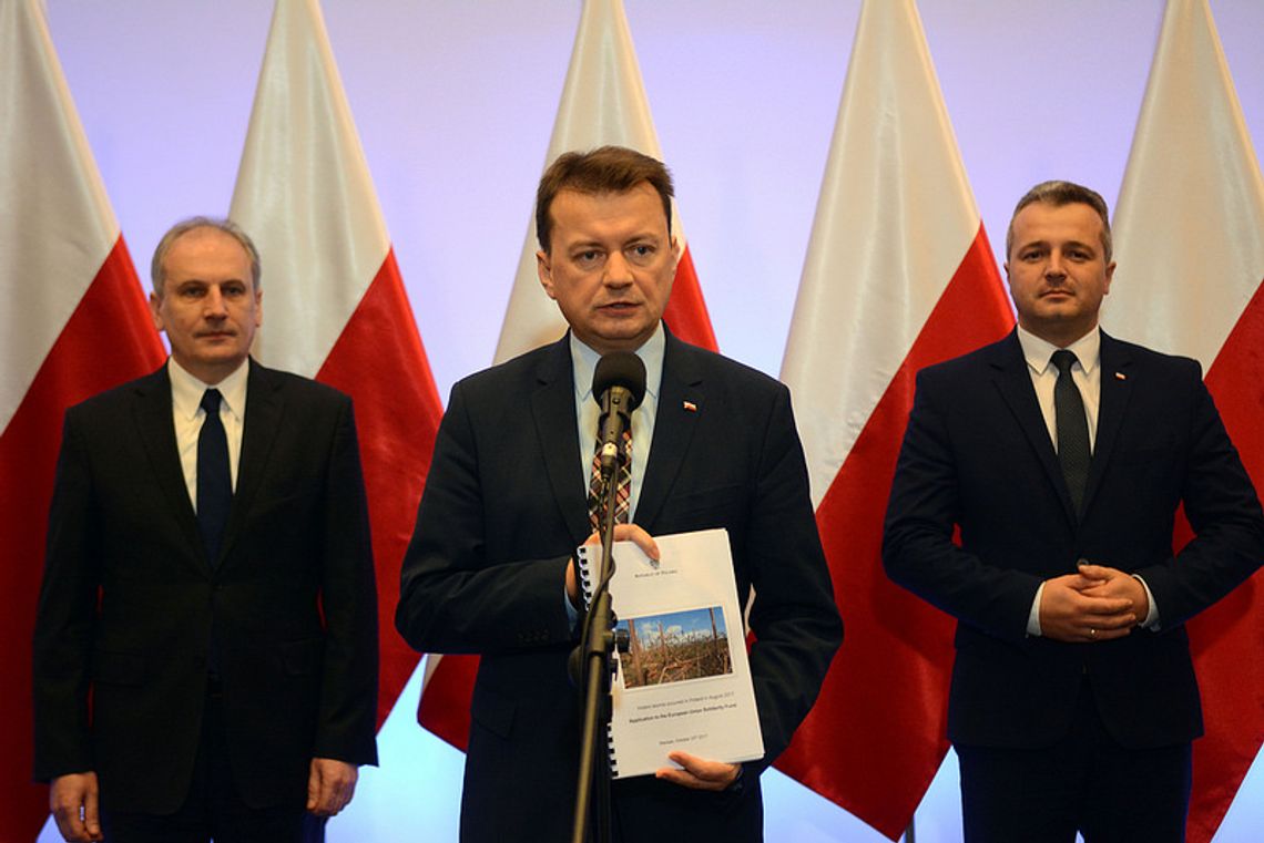 Minister Mariusz Błaszczak wystąpił o wsparcie dla trzech najbardziej poszkodowanych przez nawałnice regionów 