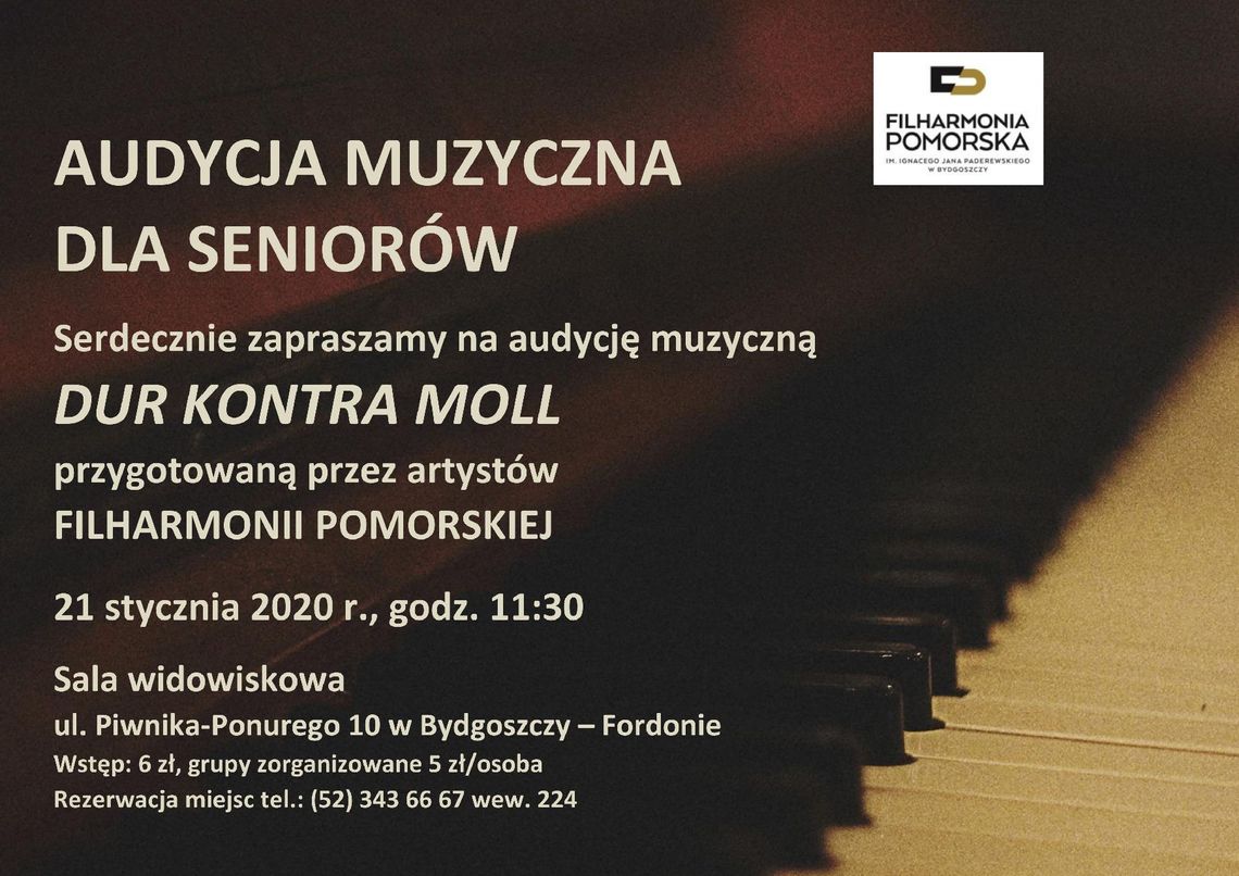 Muzyczna audycja artystów Filharmonii Pomorskiej dla seniorów