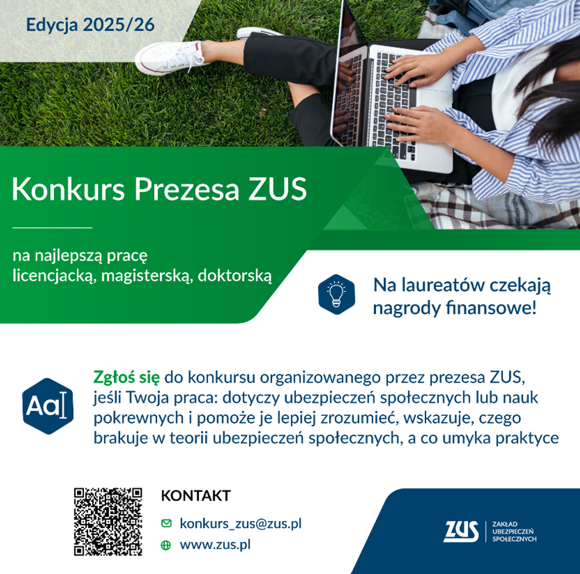 Nagrody czekają! Rusza Konkurs Prezesa ZUS na najlepsze prace o ubezpieczeniach społecznych