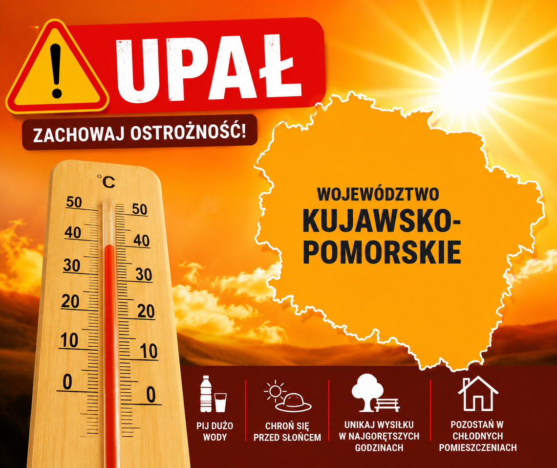 Ostrzeżenie IMGW: Upał drugiego stopnia dla województwa kujawsko-pomorskiego Ostrzeżenie IMGW: Upał drugiego stopnia dla województwa kujawsko-pomorskiego