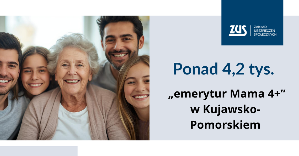 Ponad 4,2 tys. "emerytur Mama 4+" w Kujawsko-Pomorskiem