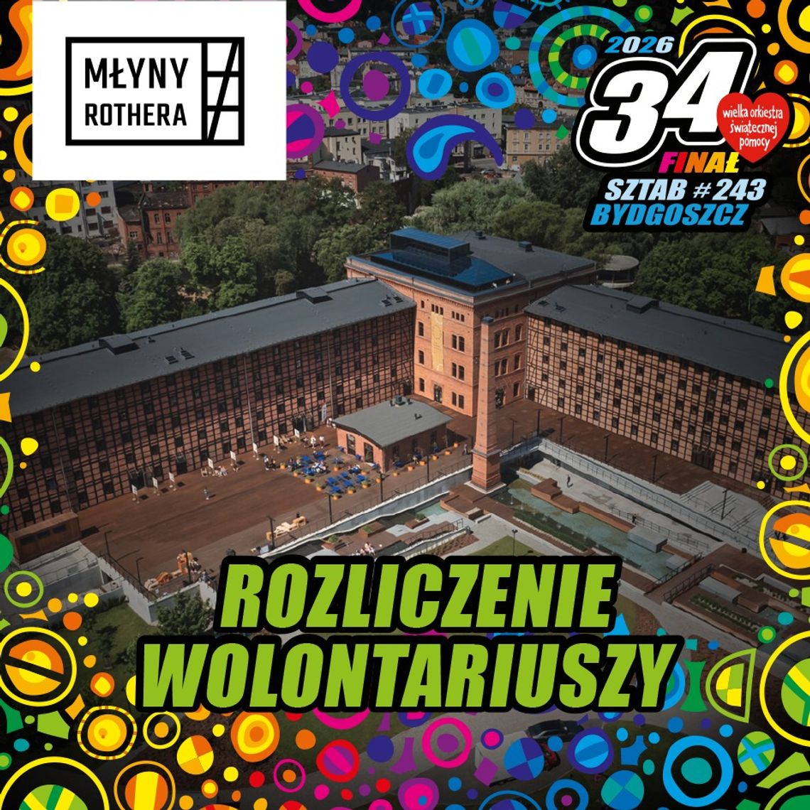Punkt rozliczeń wolontariuszy WOŚP w Młynach Rothera — ul. Mennica 10, godz. 12–21