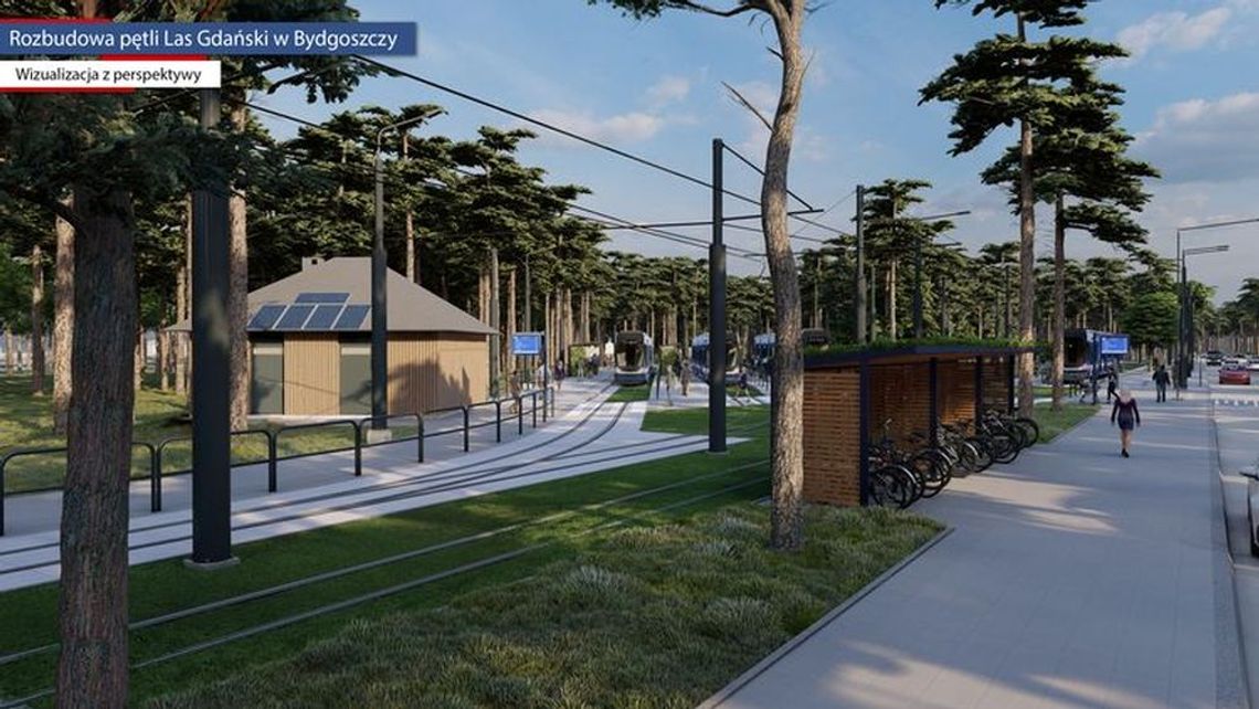 Rozbudowa pętli tramwajowej w Lesie Gdańskim — perony dla Myślęcinka i zielone torowiska Rozbudowa pętli tramwajowej w Lesie Gdańskim — perony dla Myślęcinka i zielone torowiska