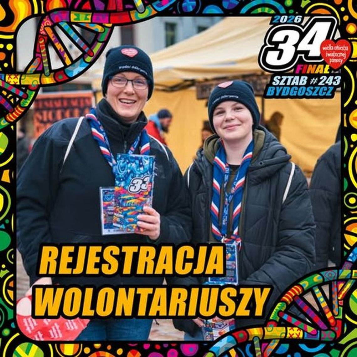 Wolontariusze rejestrujący się do WOŚP w Bydgoszczy