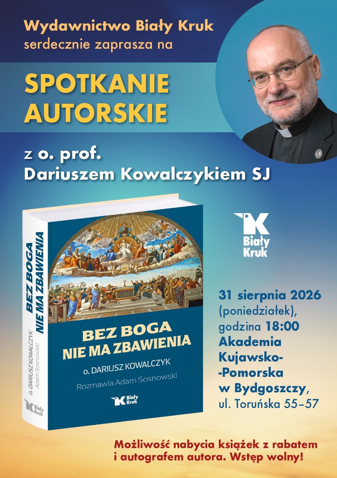 Spotkanie autorskie z o. prof. dr. Dariuszem Kowalczykiem SJ w Akademii Kujawsko-Pomorskiej