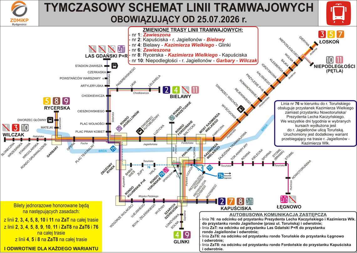 Tramwaje wracają na Jagiellońską. Rusza nowy etap prac na Rondzie Fordońskim Tramwaje wracają na Jagiellońską. Rusza nowy etap prac na Rondzie Fordońskim