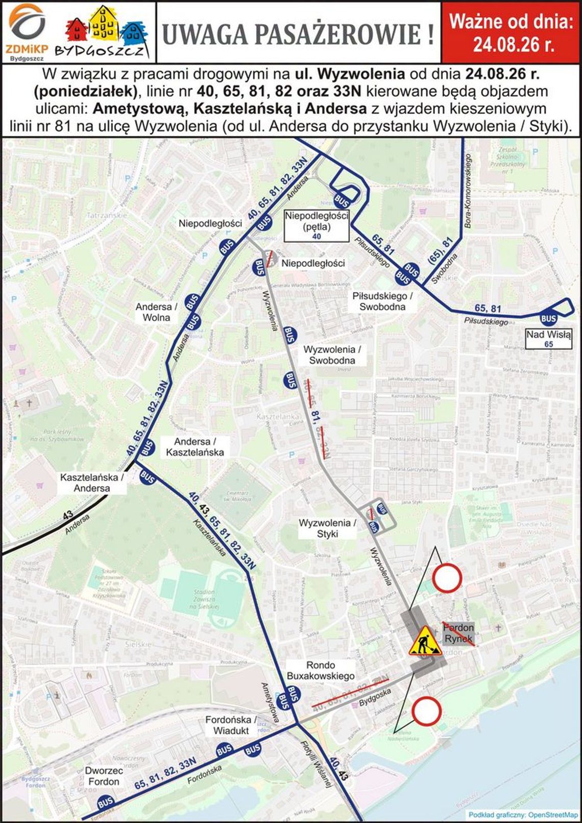Ulica Wyzwolenia w Starym Fordonie do remontu. Autobusy pojadą objazdami Ulica Wyzwolenia w Starym Fordonie do remontu. Autobusy pojadą objazdami