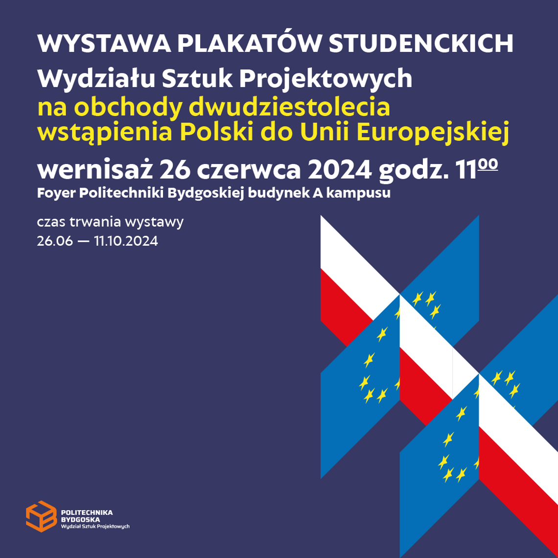 Wystawa plakatów studenckich PBŚ na obchody dwudziestolecia wstąpienia Polski do Unii Europejskiej