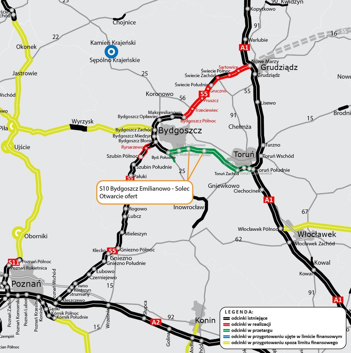 Znane są już oferty na ostatni z czterech odcinków S10 między Bydgoszczą, a Toruniem