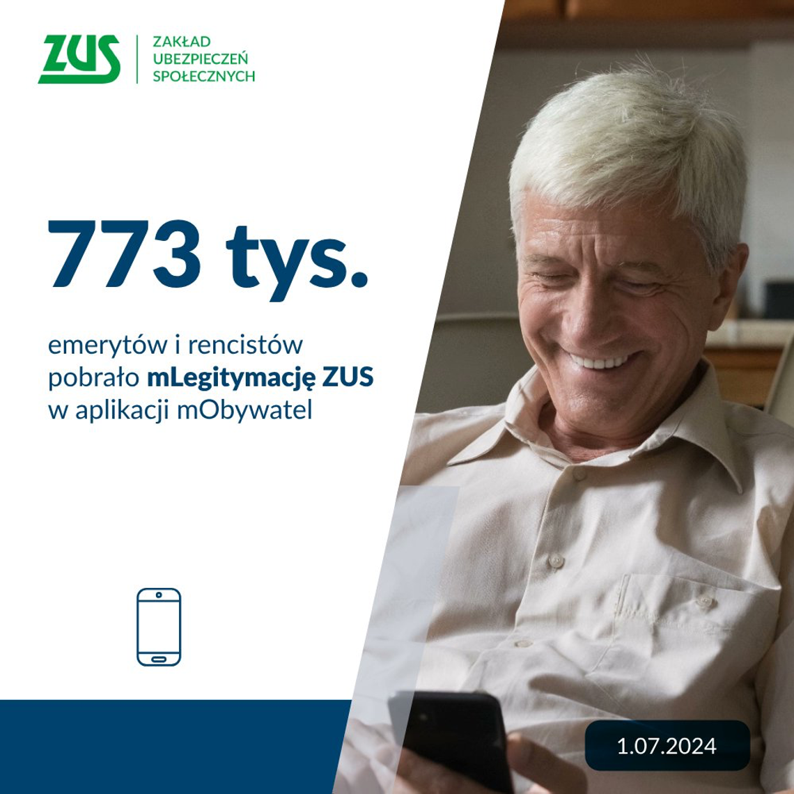 ZUS Bydgoszcz: 773 tys. emerytów i rencistów korzysta z mLegitymacji