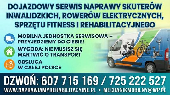 Profesjonalny serwis z dojazdem: rehabilitacja, fitness, skutery, rowery