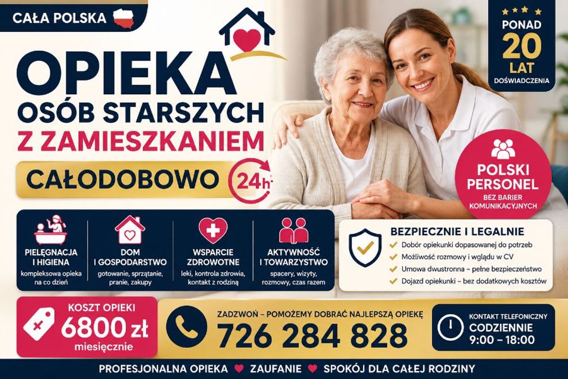 Opieka nad seniorem z zamieszkaniem, 24 godziny na dobę, cała Polska Opieka nad seniorem z zamieszkaniem, 24 godziny na dobę, cała Polska