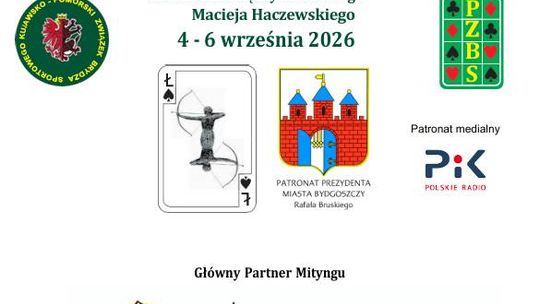 Plakat 62 Mityngu Brydżowego „Łuczniczka” w Bydgoszczy, 4-6 września 2026