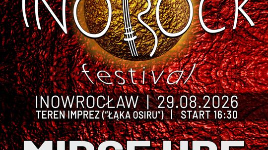 Plakat promujący INObrock Festival z informacjami o wykonawcach i dacie.