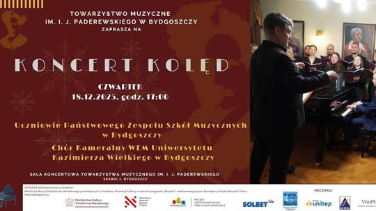 Plakat koncertu kolęd z informacjami na temat wydarzenia.