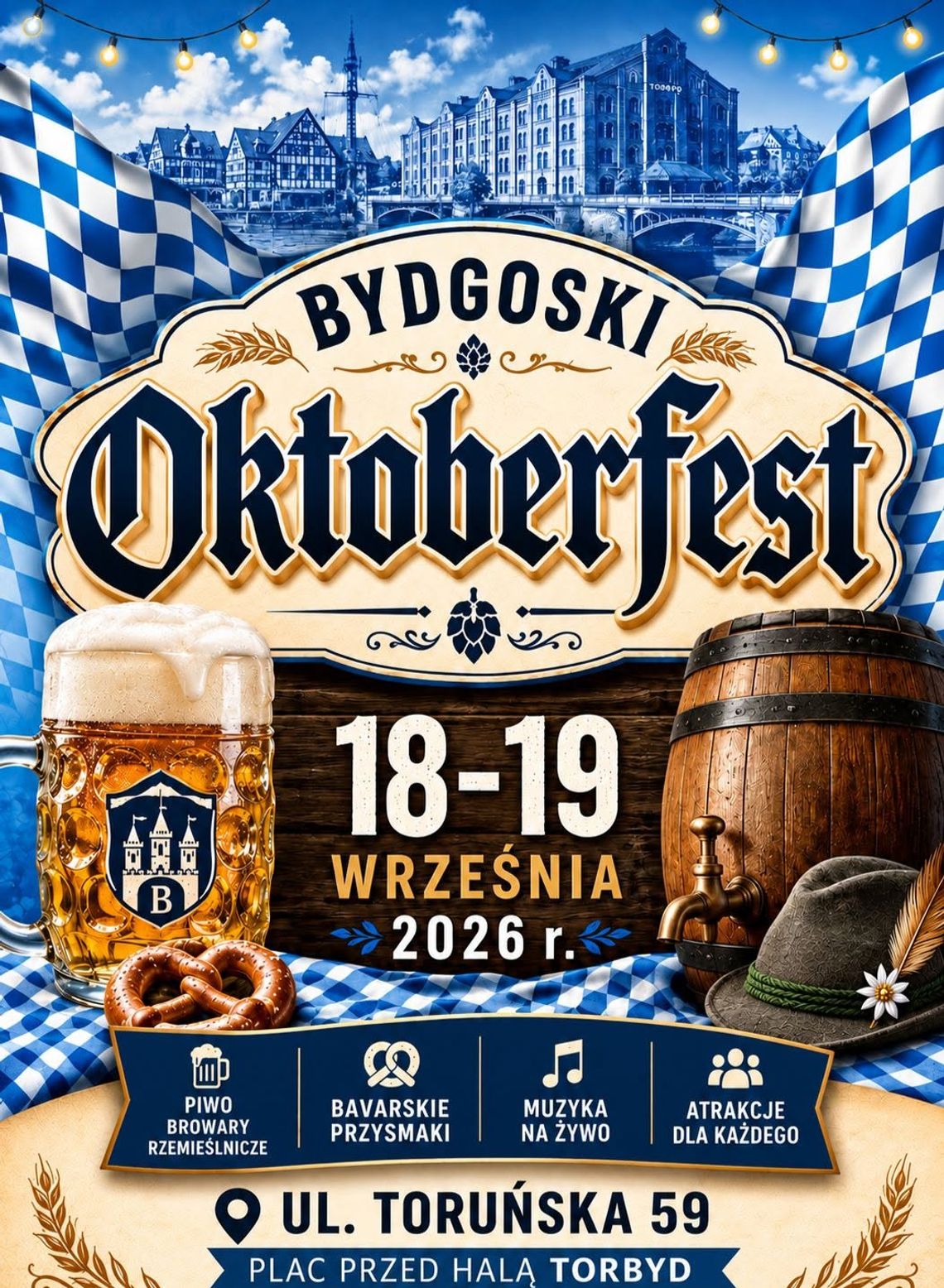 Bydgoski Oktoberfest Plakat wydarzenia Bydgoski Oktoberfest w Bydgoszczy, 18-19 września 2026