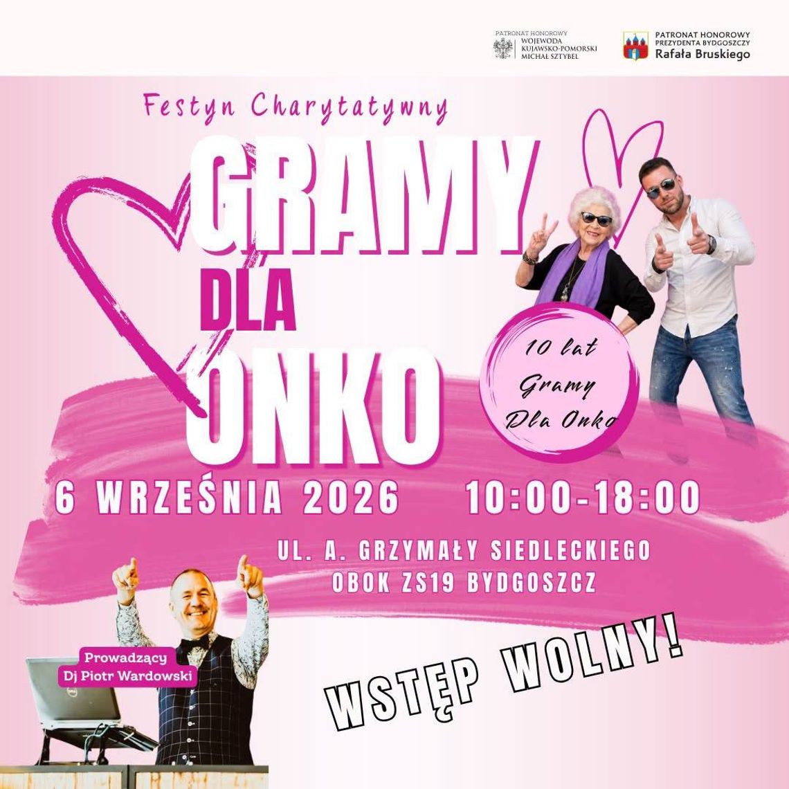 Festyn Charytatywny Gramy dla Onko Plakat festynu charytatywnego Gramy dla Onko w Bydgoszczy 6 września 2026