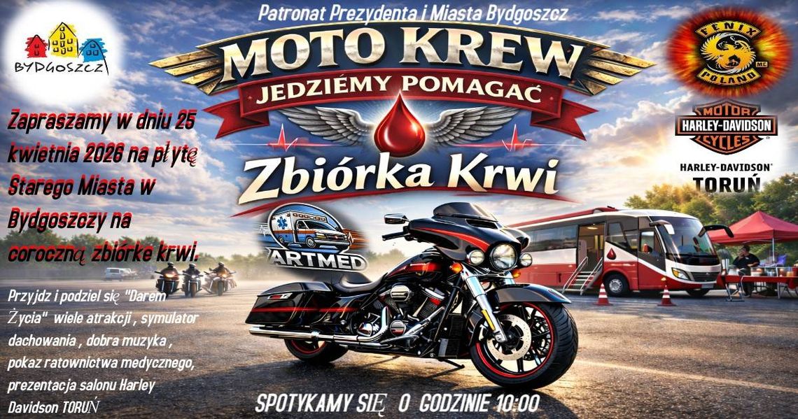 MOTO KREW - Zbiórka Krwi Plakat zbiórki krwi MOTO KREW